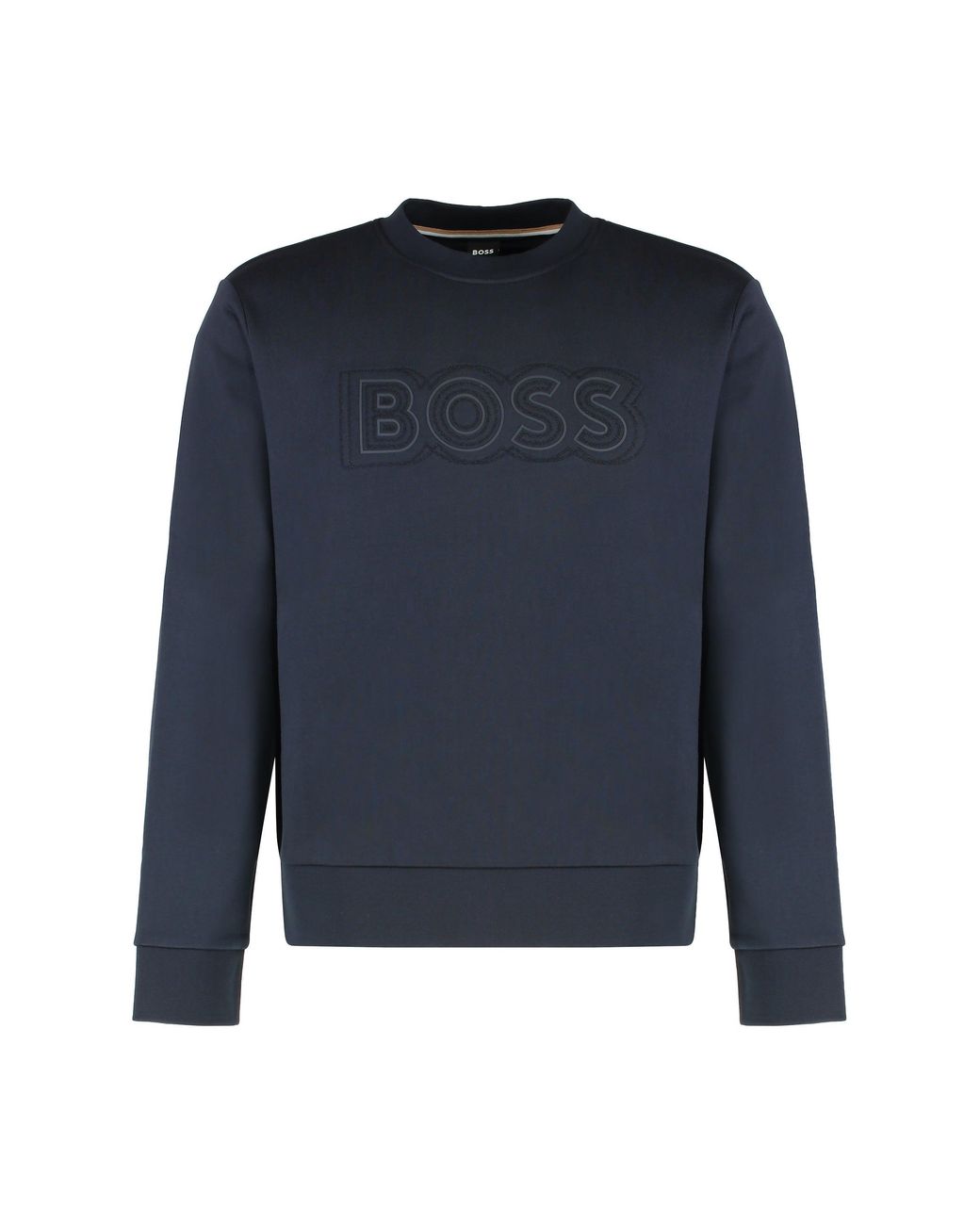 Boss Blue Logo Detail Cotton Sweatshirt for men