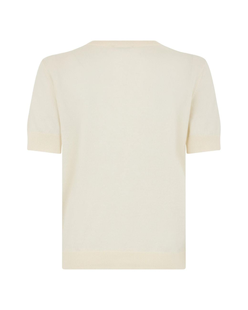 Emporio Armani White Short Sleeve Sweater With Eagle Embroidery