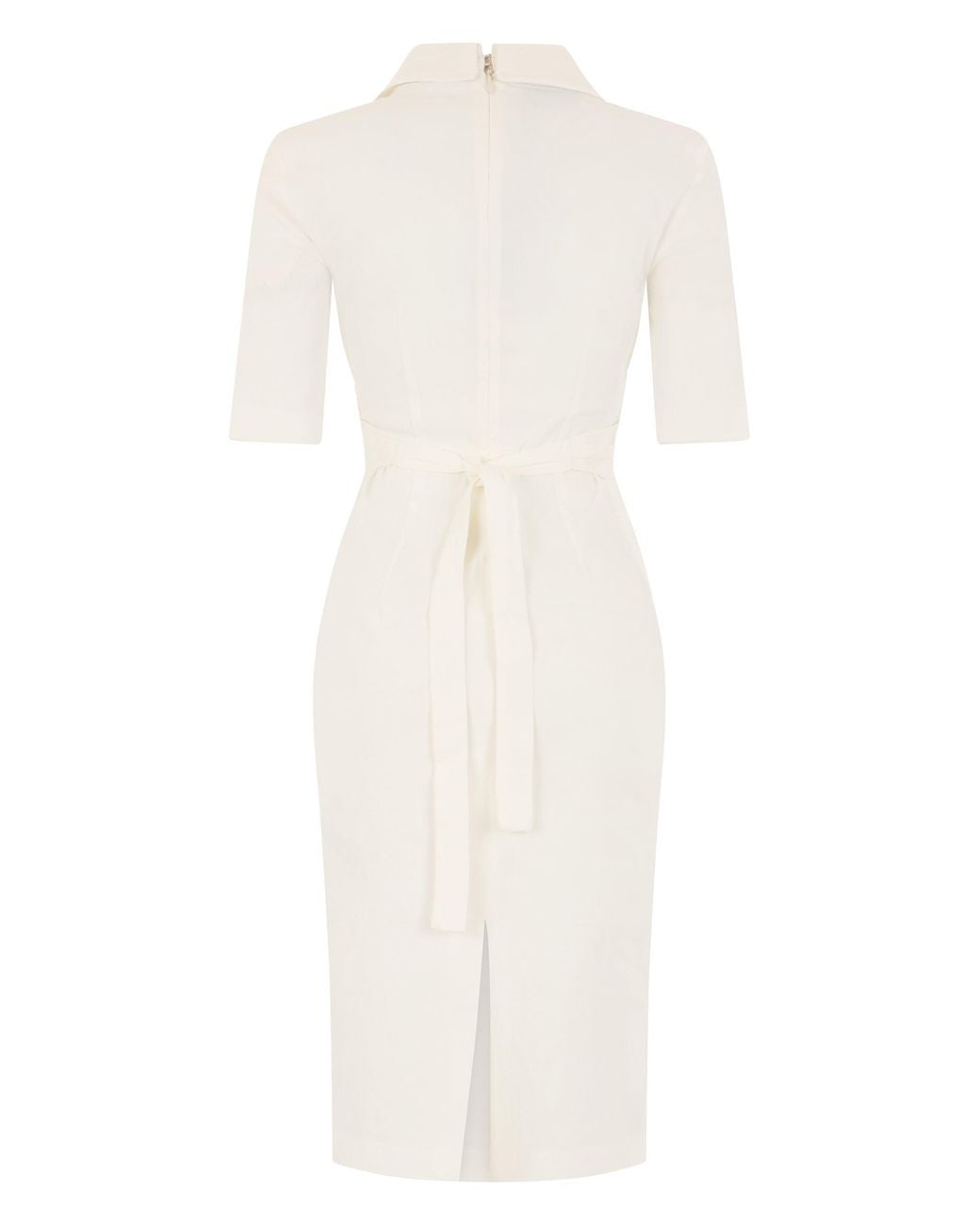 Pinko White Midi Dress With Bow/Snow Linen