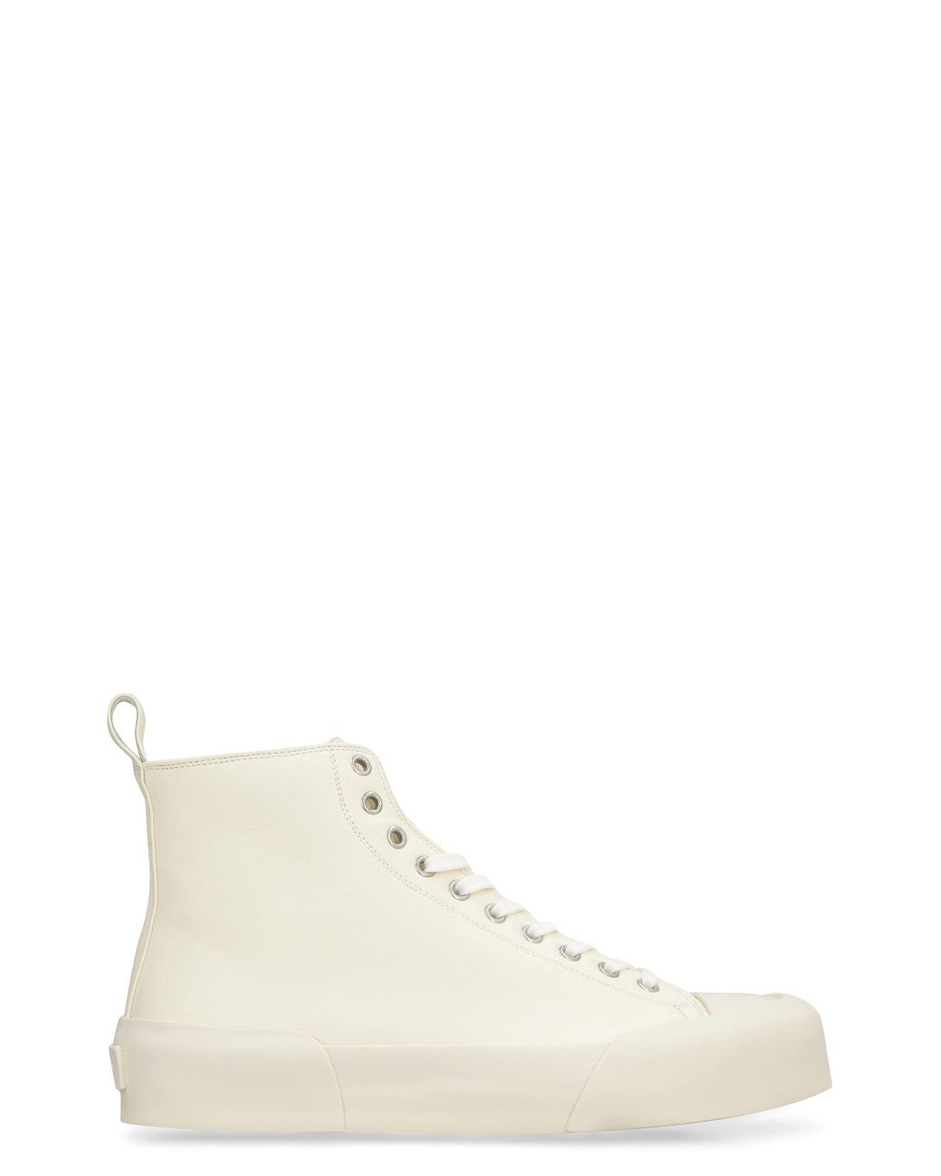 Jil Sander Natural Panache High-Top Leather Sneakers For
