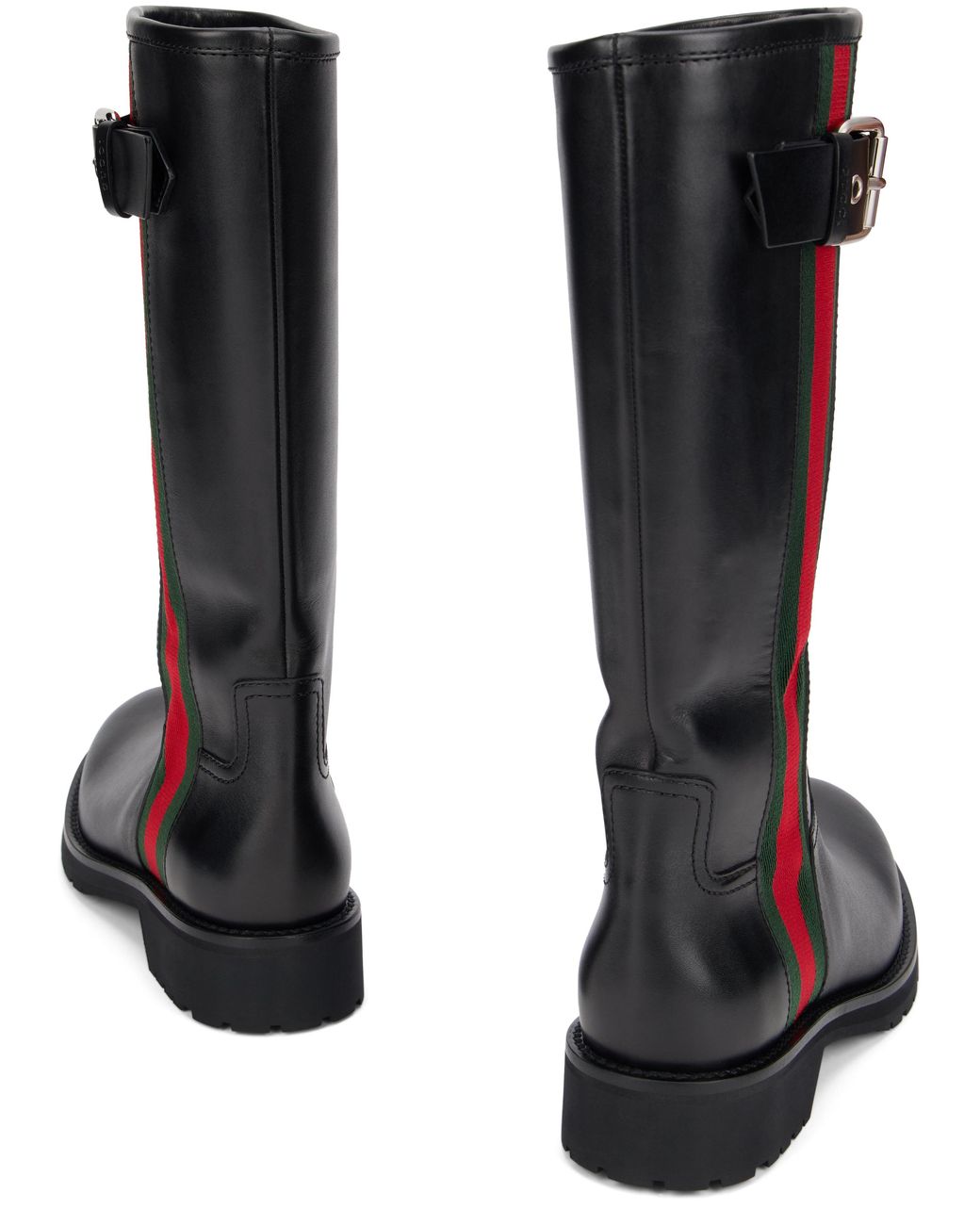 Gucci Black High Boots With Web Band
