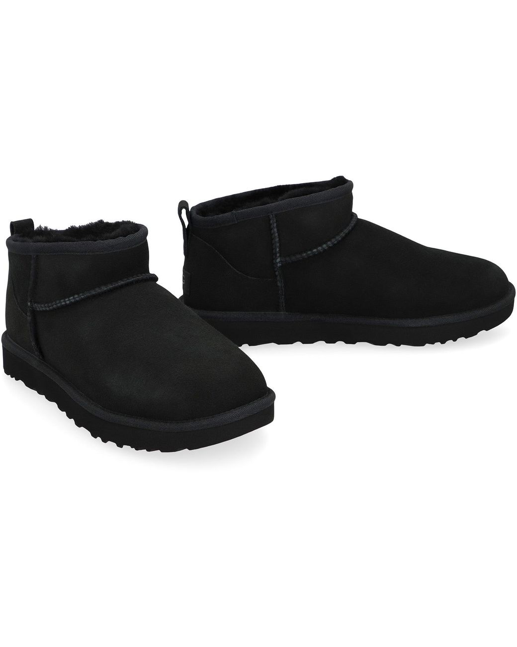 Ugg Black Classic Ultra Mini Boots Ovine Leather