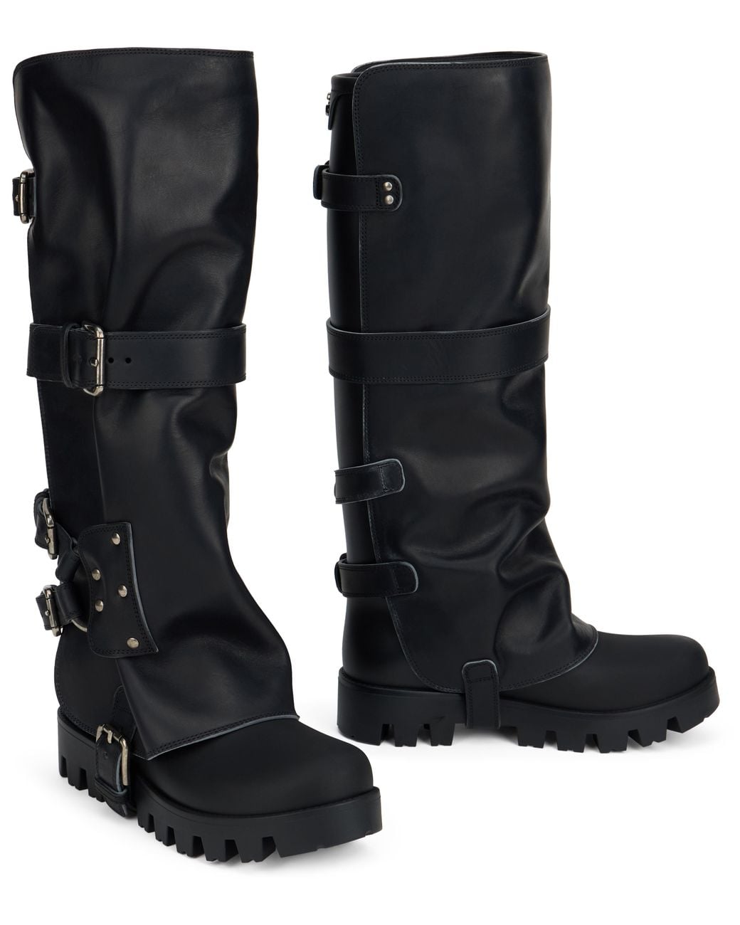 Dolce & Gabbana Black Leather Biker Boots