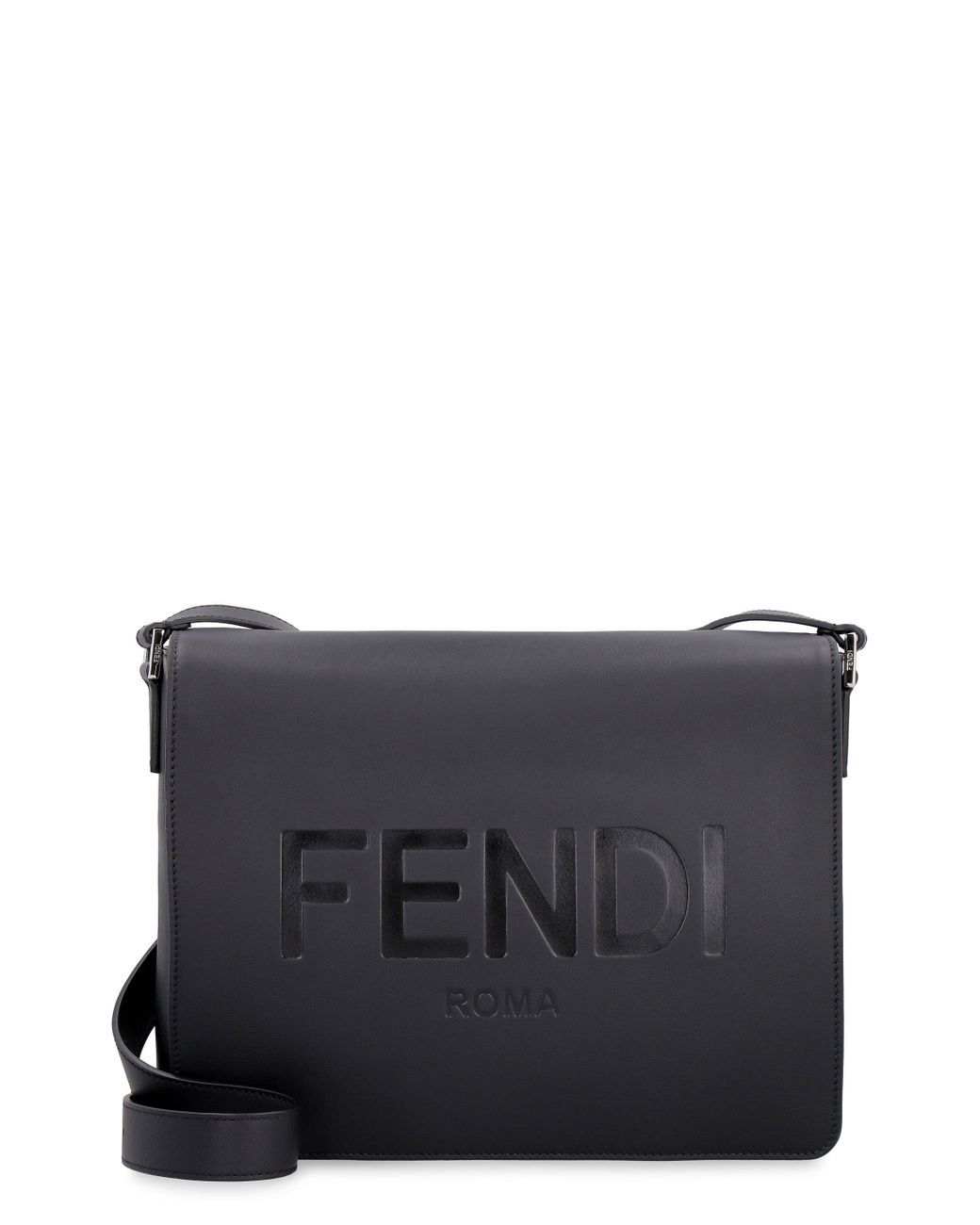 Fendi Leather Messenger Bag in Black for Men | Lyst
