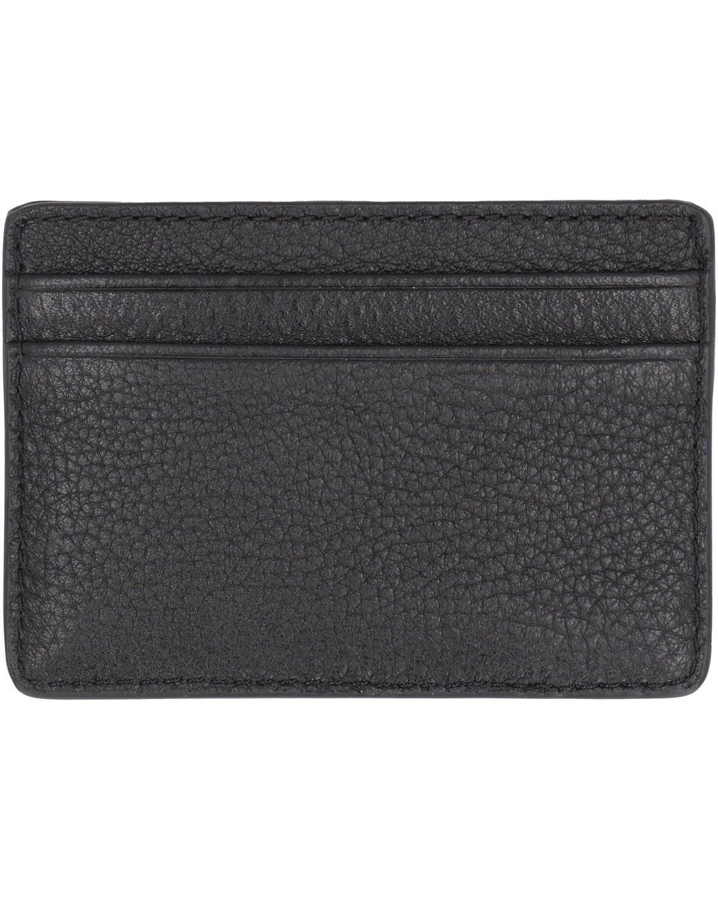 MICHAEL Michael Kors Gray Leather Card Holder With Logo Detail Cow Hide Wallets & Purses