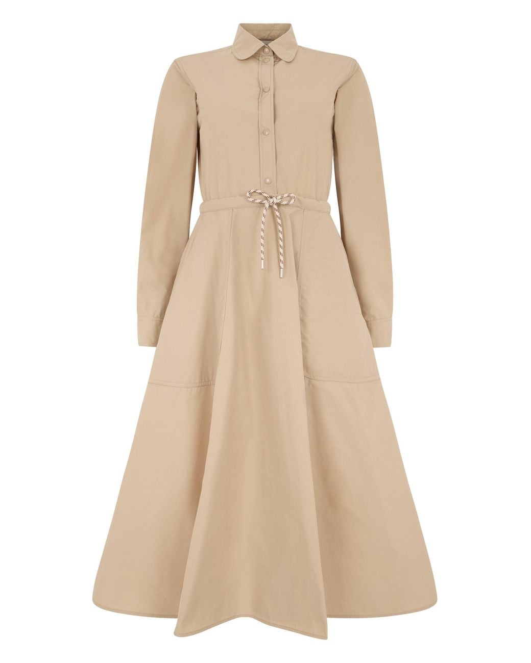 Moncler Natural Midi Chemisier Dress Poplin Cotton