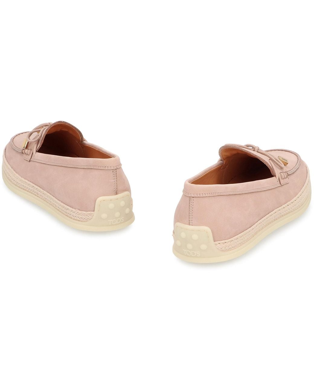 Tod's Pink Loafers Nubuck Calf Leather