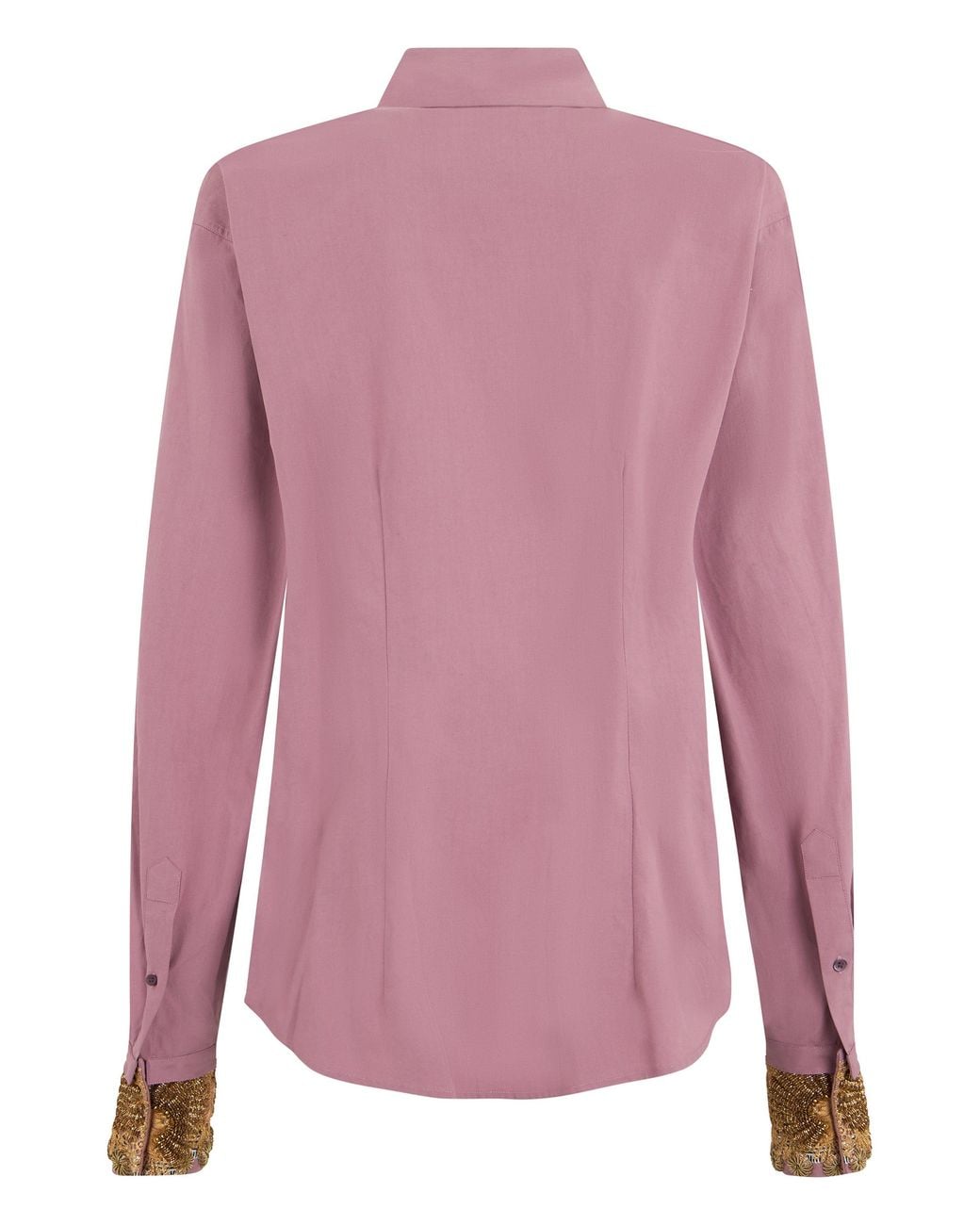 Dries Van Noten Pink Shirt With Embroidered Cuffs