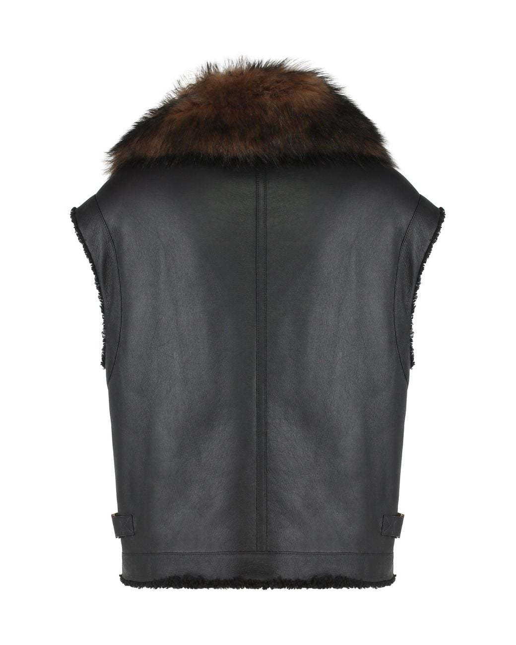 Fendi Black Sheepskin Gilet Nappa Lamb Leather Shearling Jackets