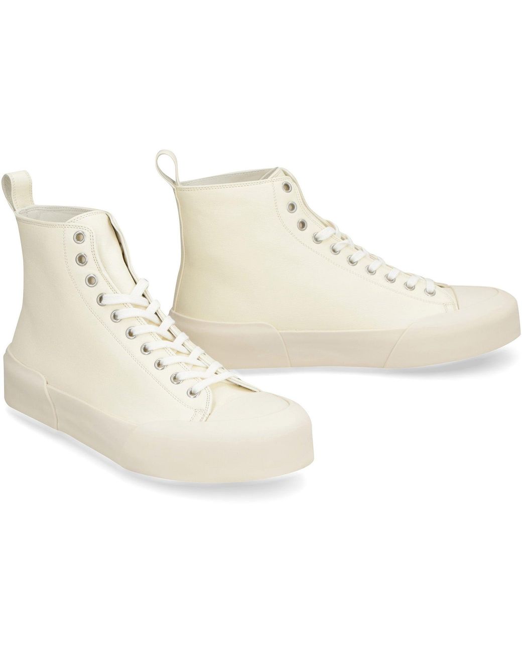 Jil Sander Natural Panache High-Top Leather Sneakers For
