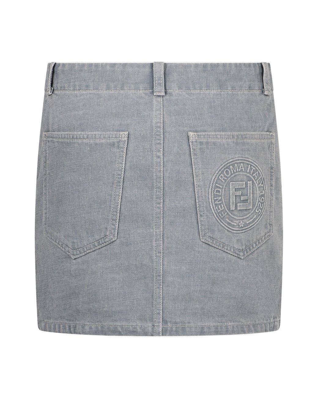 Fendi Gray Denim Mini Skirt Cotton