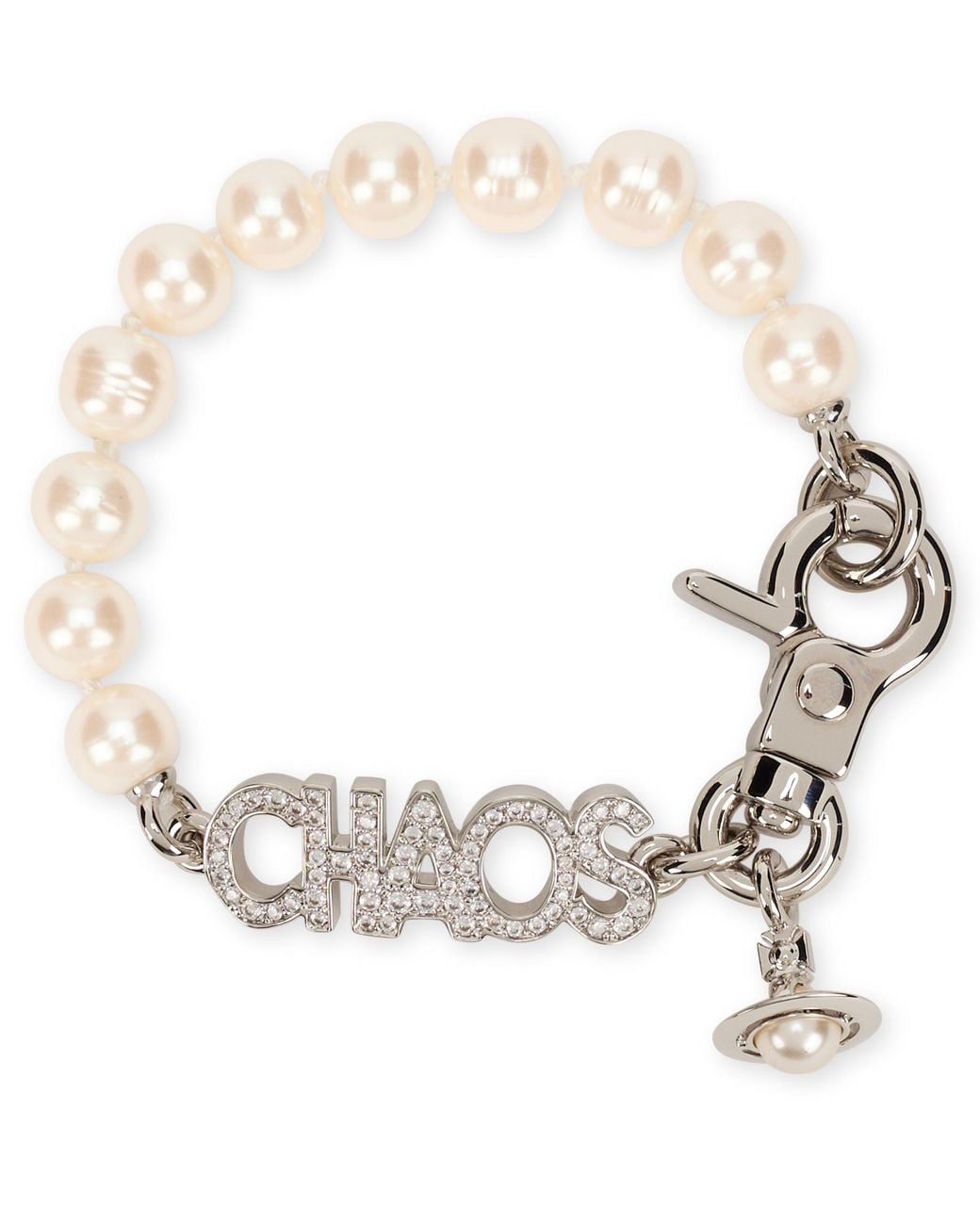 Vivienne Westwood Metallic Bracelet With Chain And Pearls