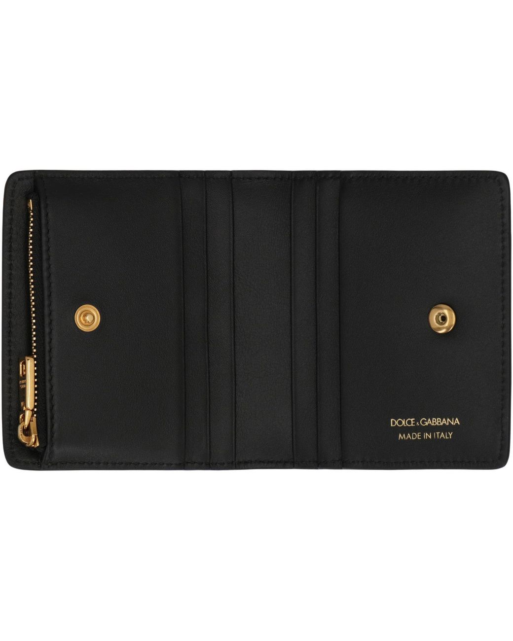 Dolce & Gabbana Black Dolce & Gabbana Calfskin Leather Wallet With Logo