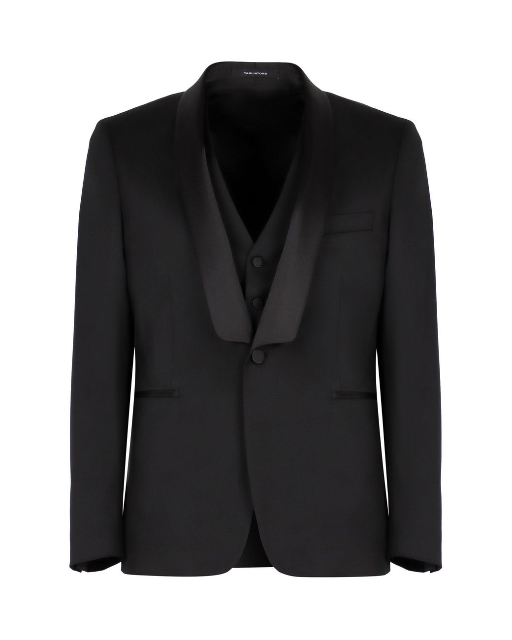 Tagliatore Black Three-Piece Wool Suit for men