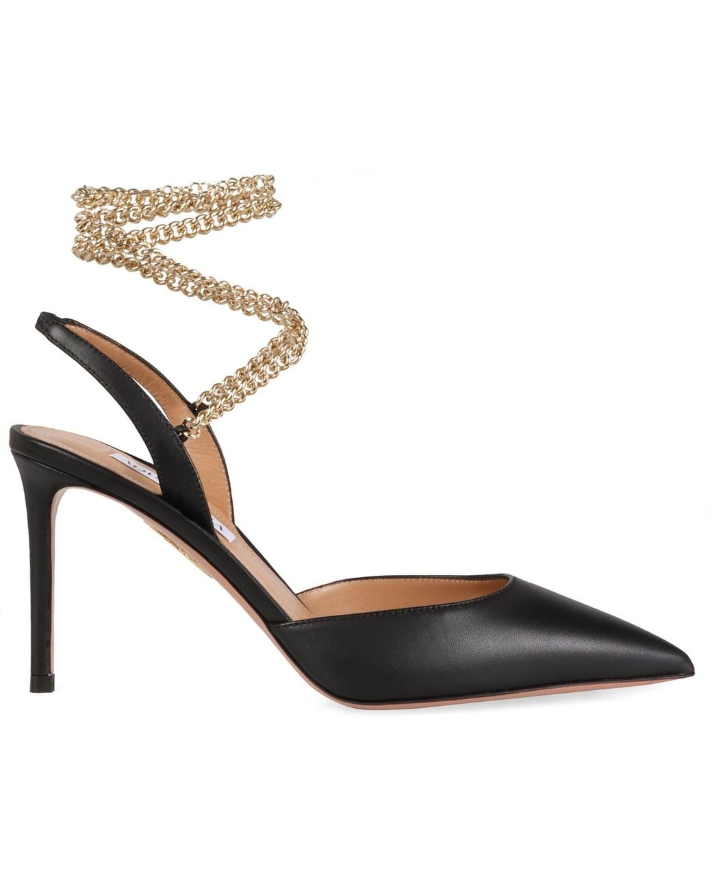 Aquazzura Black Flash Leather Pumps