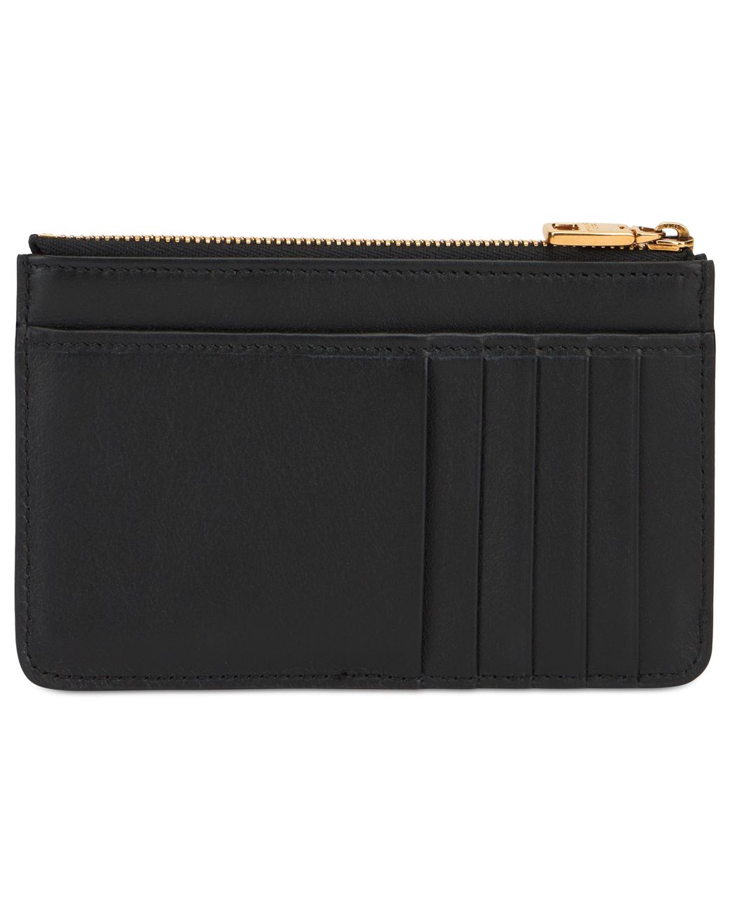 Dolce & Gabbana Black Card Holder Calfskin With Zip Wallets & Cardholders