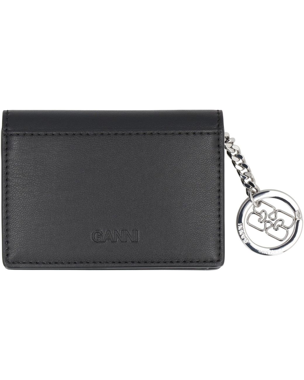 Ganni Black Bou Faux Leather Card Holder