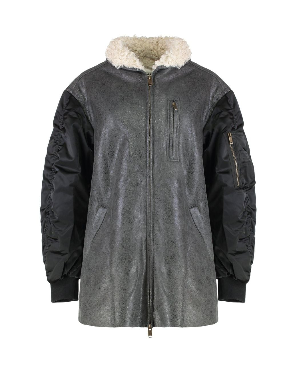 Isabel Marant Gray Oversized Jacket With Contrast Collar Polyester