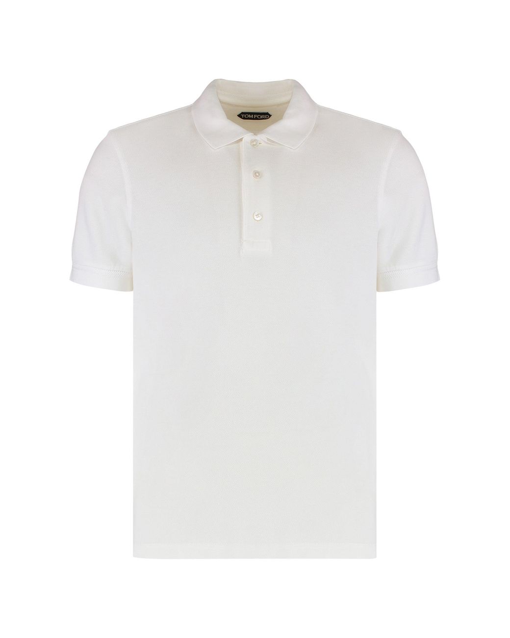 Tom Ford White Cotton Blend Piqué Polo Shirt for men