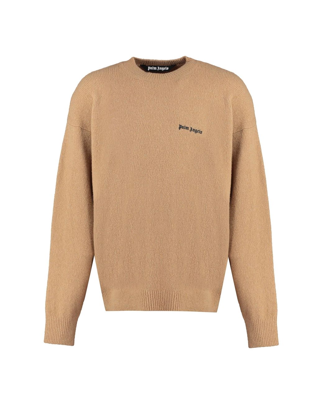 Palm Angels Natural Ribbed Knit Crew-Neck Sweater for men