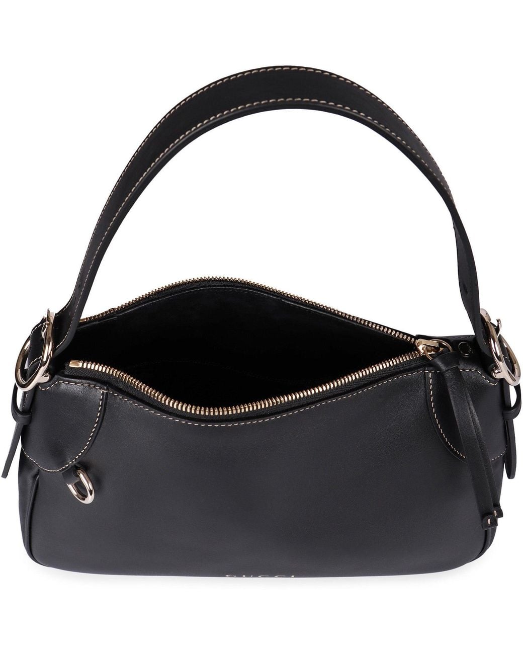 Gucci Black Gg Emblem Leather Shoulder Bag