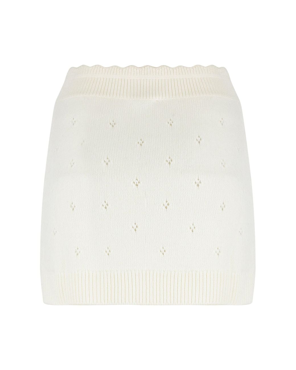 Chloé White Fitted Wool And Cashmere Miniskirt