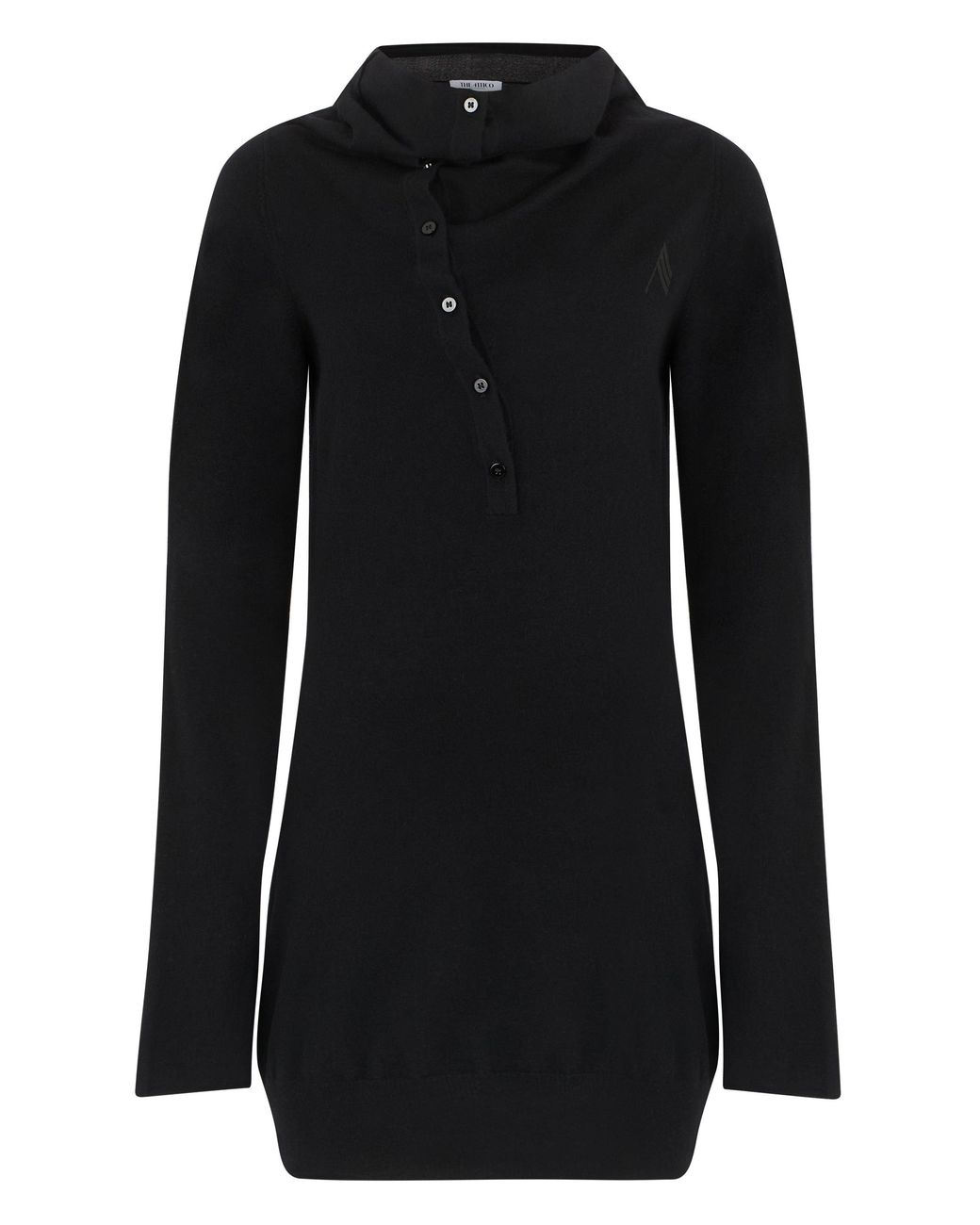 The Attico Black Asymmetric Wool-Cashmere Dress