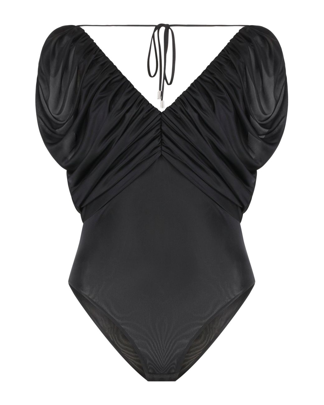 Pinko Black Beccafico Nylon Bodysuit Polyester; Nylon; Elastane Tops