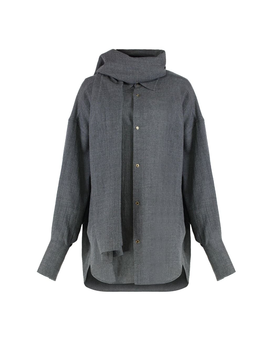 DARKPARK Gray Georgia Shirt With Removable Wool Scarf