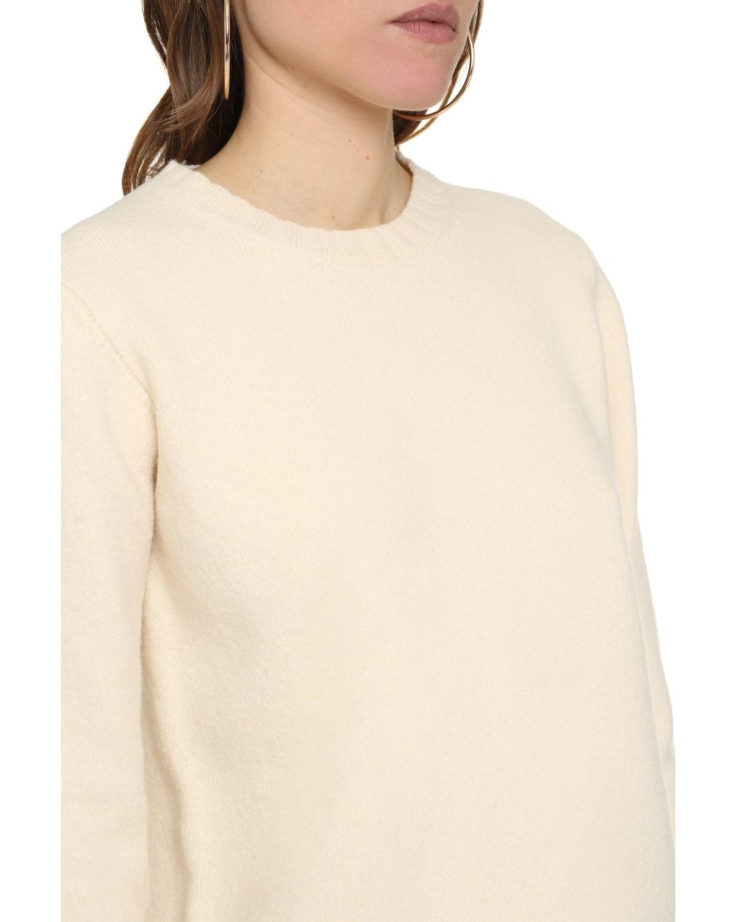 Jil Sander Natural Crew-Neck Wool Sweater