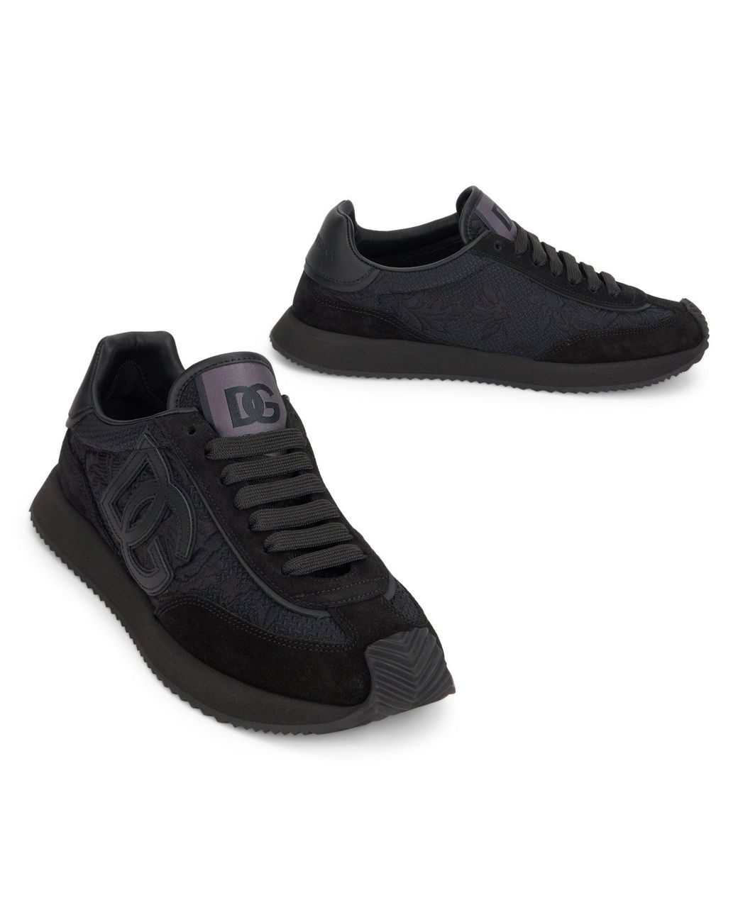 Dolce & Gabbana Black Sneakers Low Top Cushion With Monogram And Embroidery