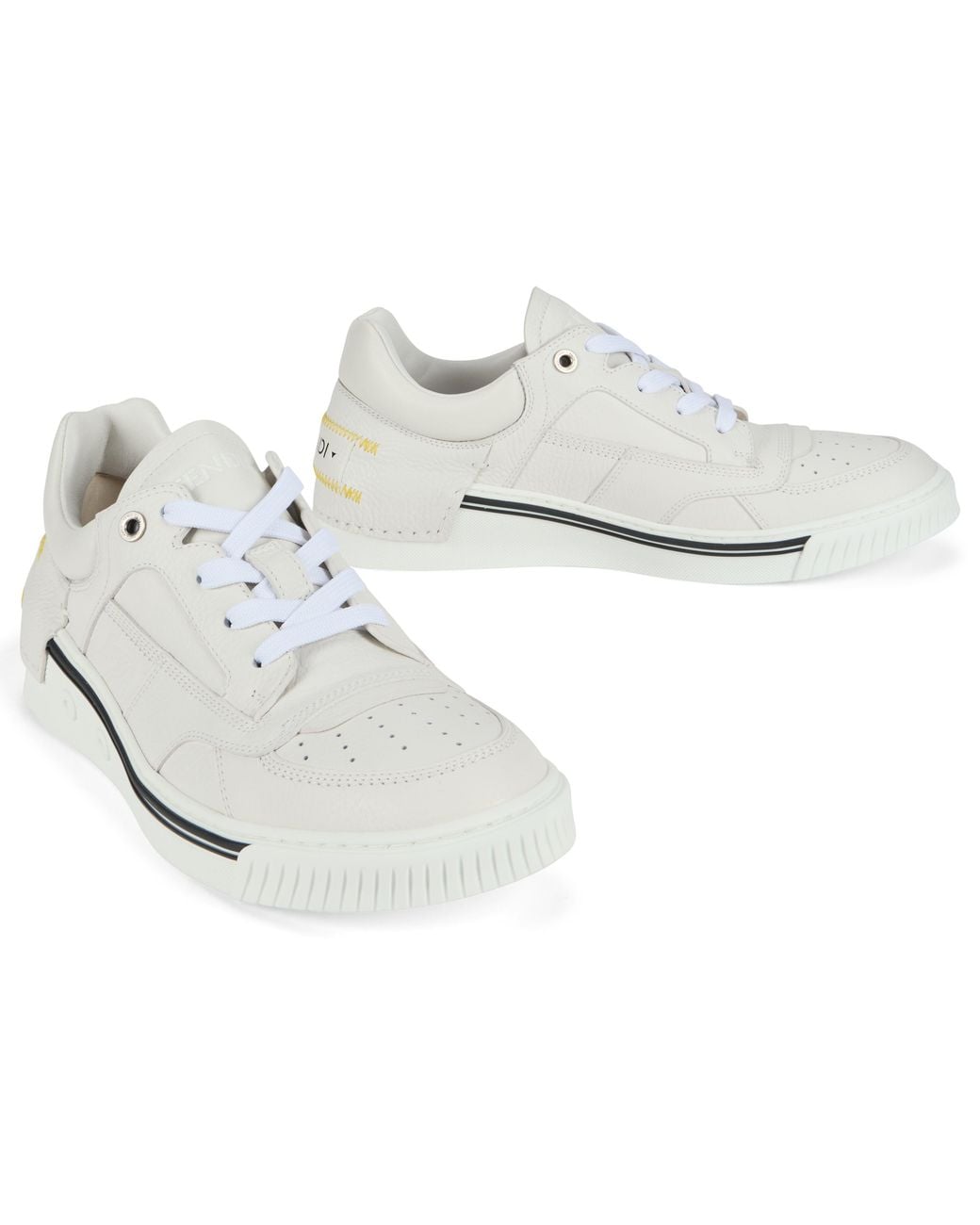 Fendi White Low Leather Sneakers for men