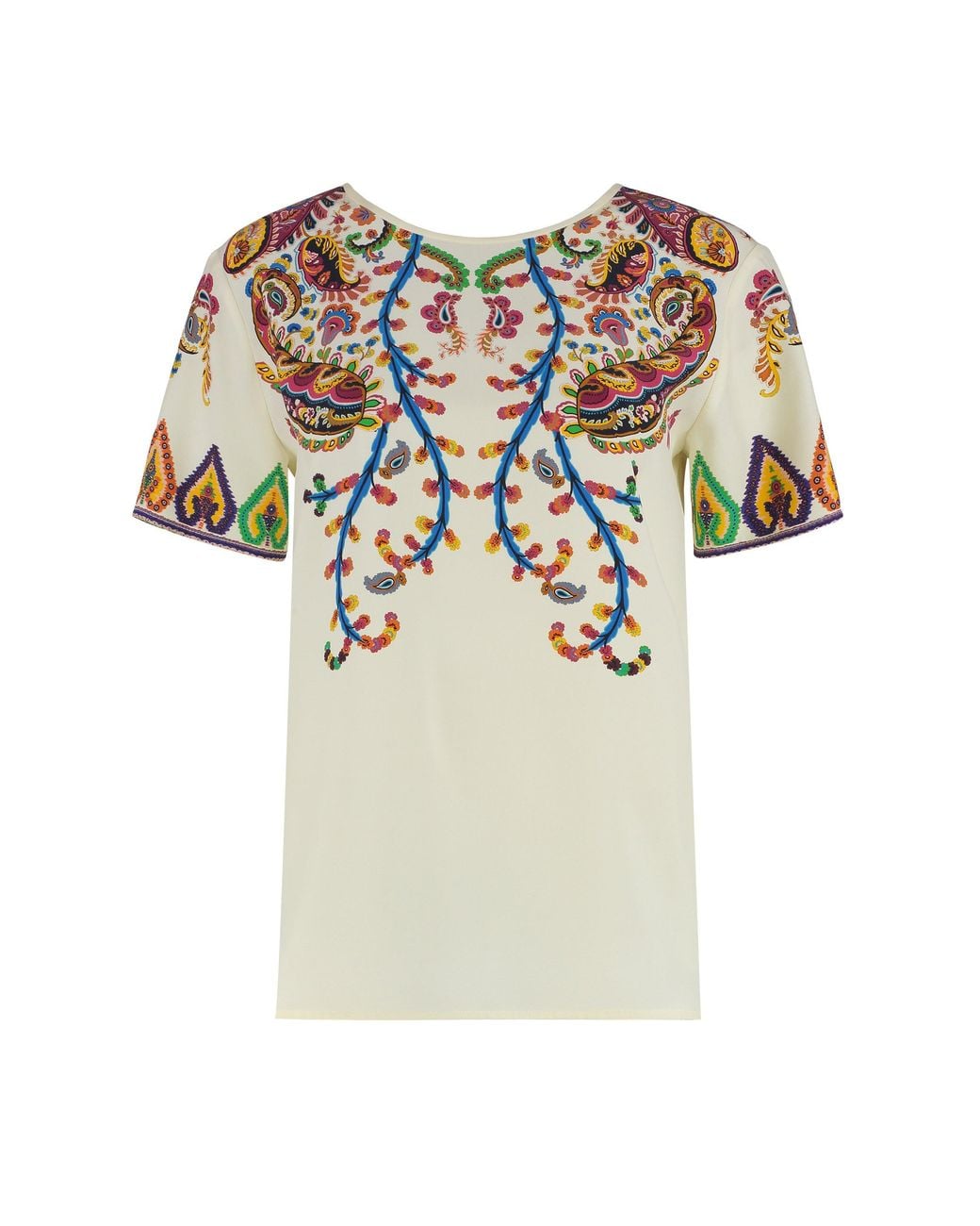 Etro White Printed Silk Blouse