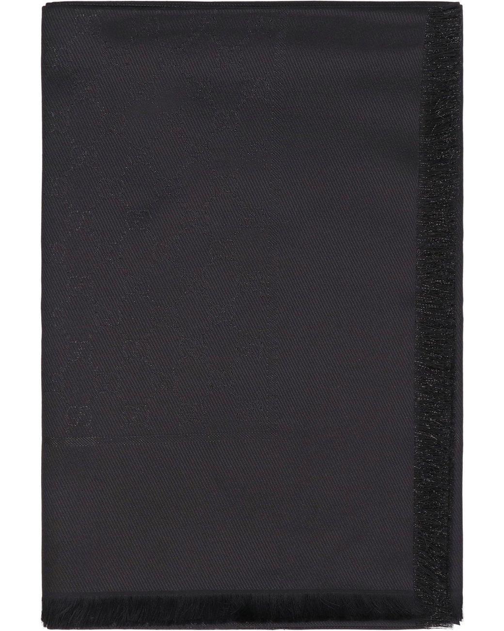 Scialle in lana e seta GG lamé di Gucci in Black