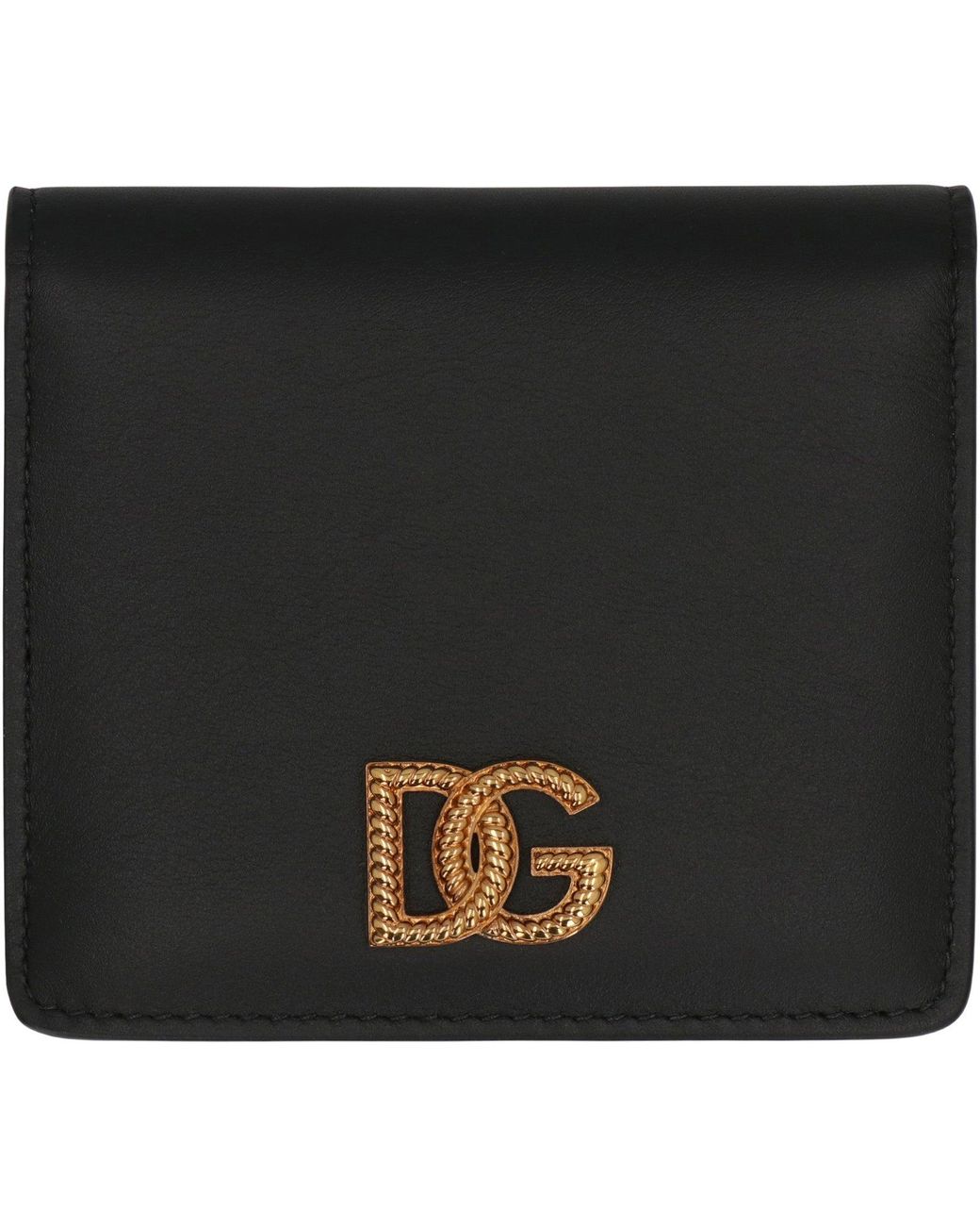 Dolce & Gabbana Black Dolce & Gabbana Calfskin Leather Wallet With Logo