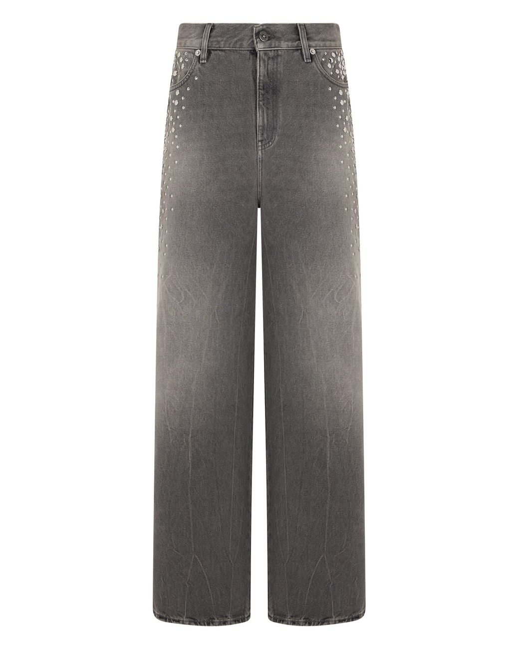 Golden Goose Deluxe Brand Gray Wide Leg Jeans With Studs