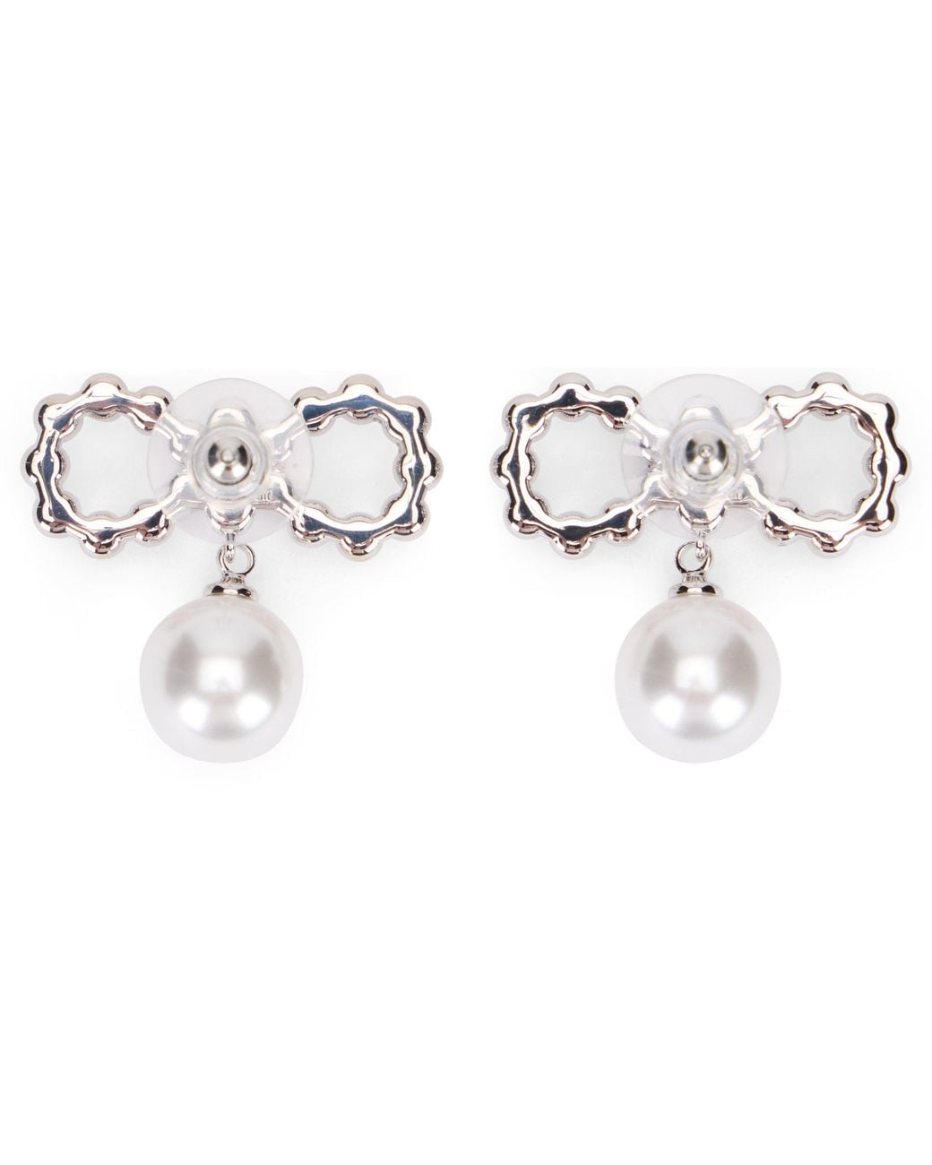 Self-Portrait White Earrings With Bow And Pearl