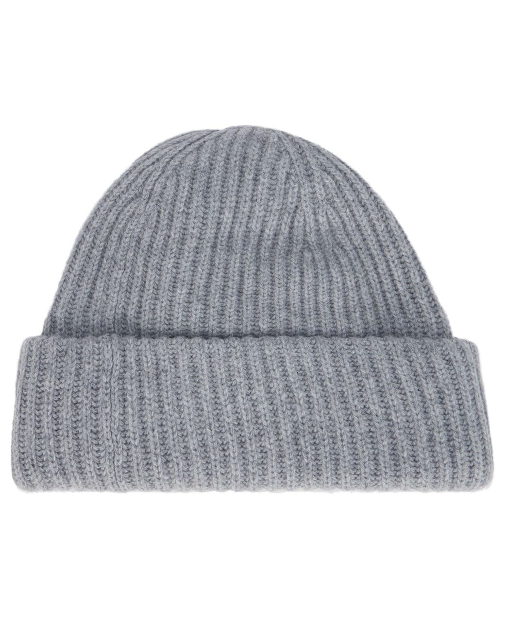 Ganni Gray Ganni A4429 Ribbed Wool-Blend Beanie
