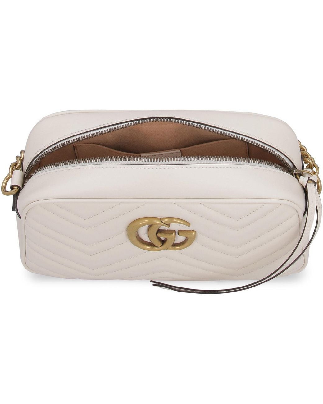 Gucci Natural Gg Marmont Quilted Leather Shoulder Bag
