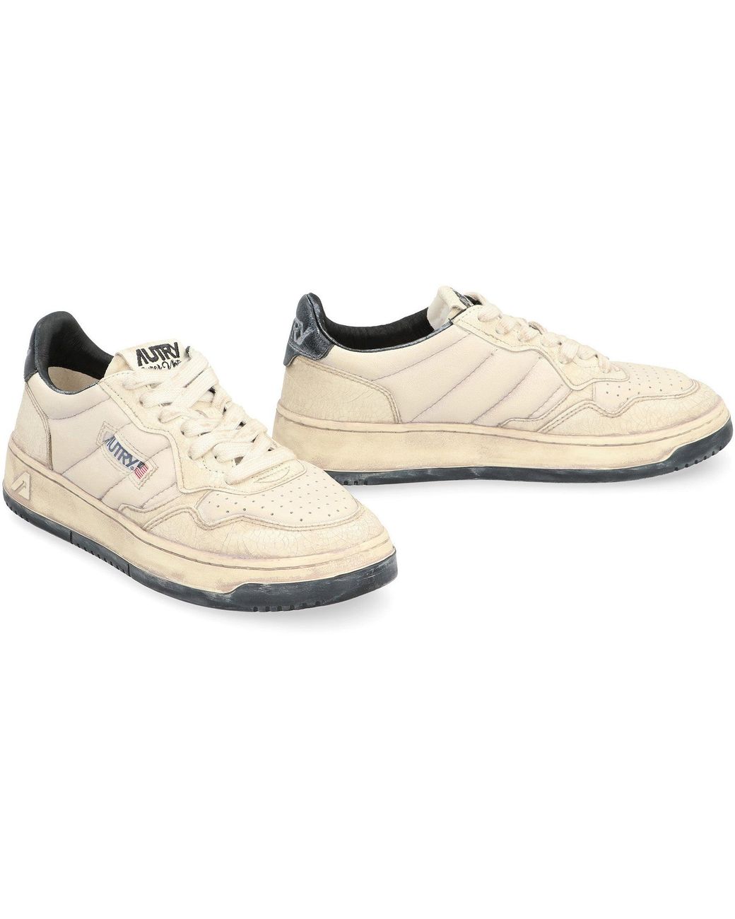 Autry White Medalist Leather Low-Top Sneakers