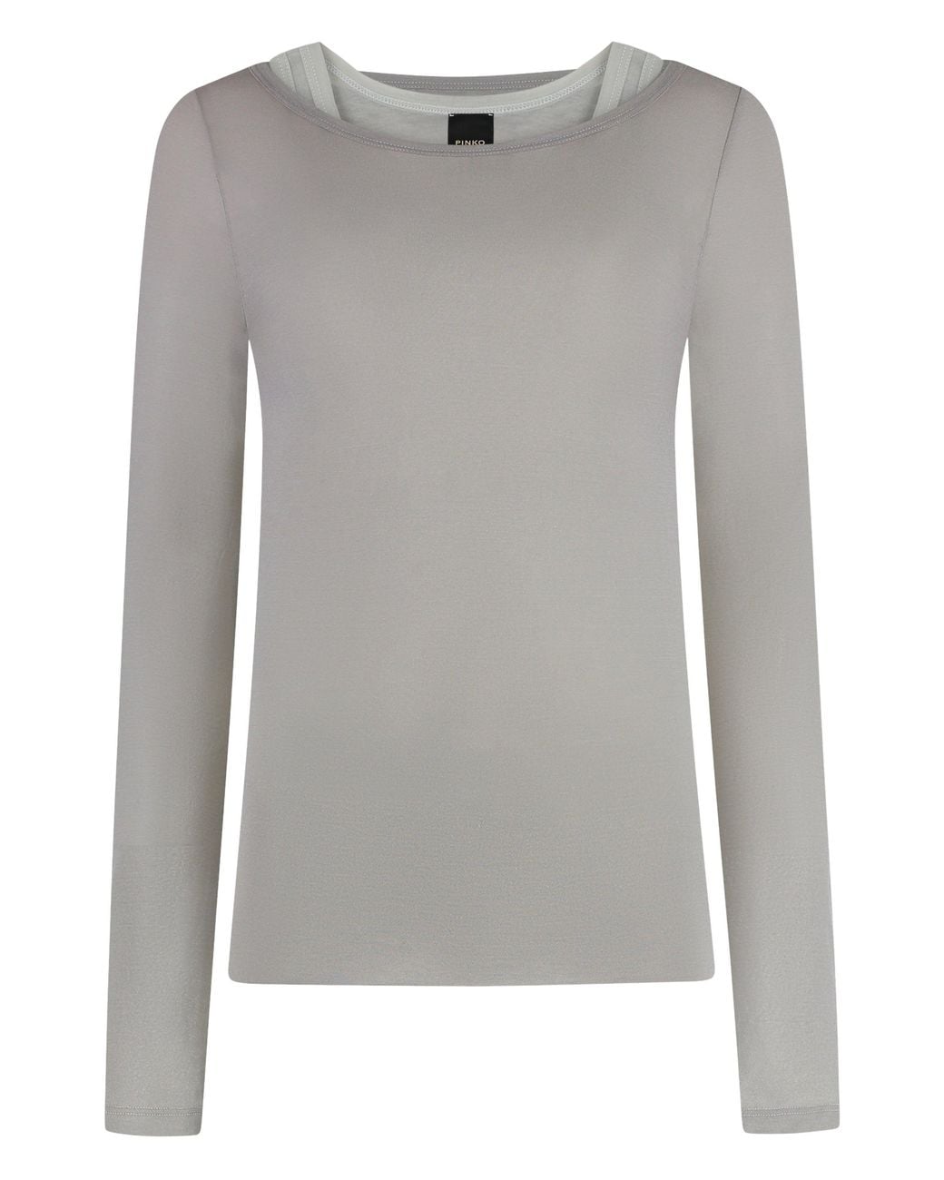Pinko Gray T-Shirt Merci Jersey Long Sleeve Cotton