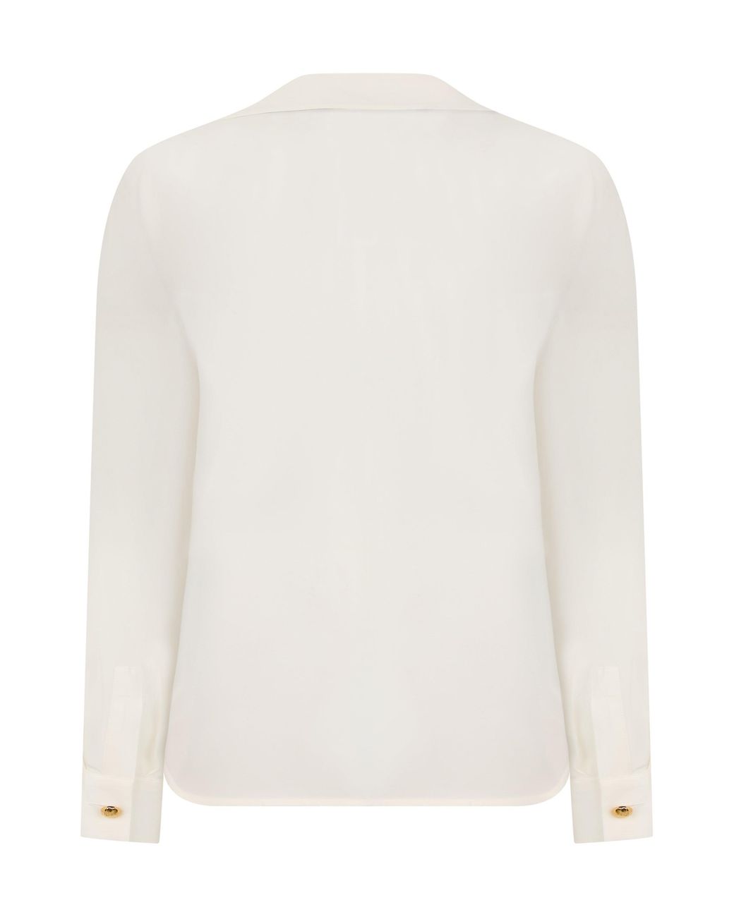 Max Mara White Polo Top Long-Sleeve Silk Tops