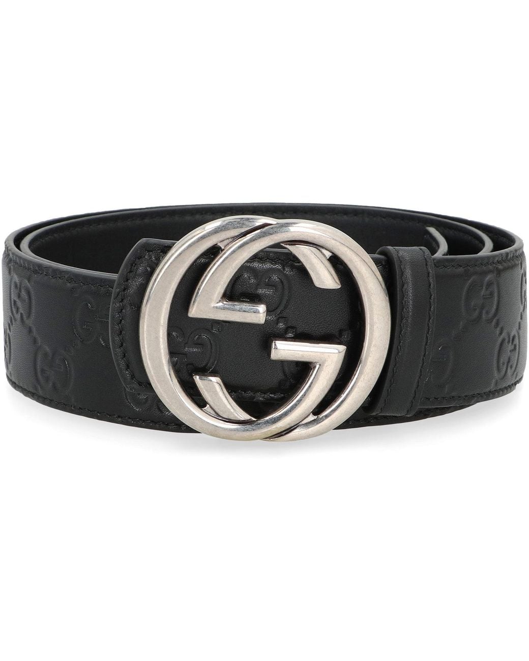 Gucci Black Reversible Leather Belt With Gg Buckle for men