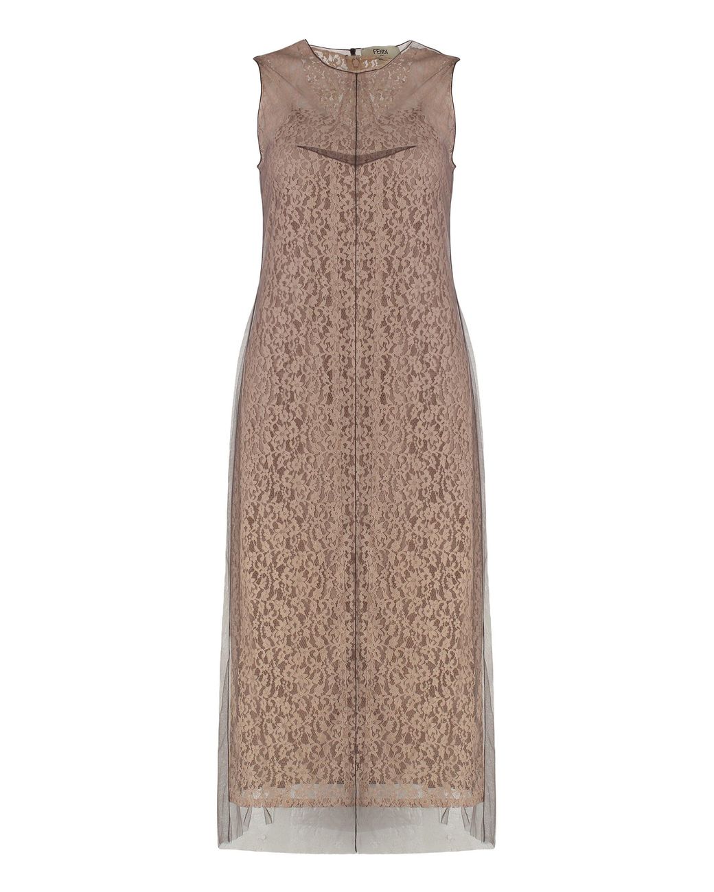 Fendi Natural Dress Lace Midi Polyamide