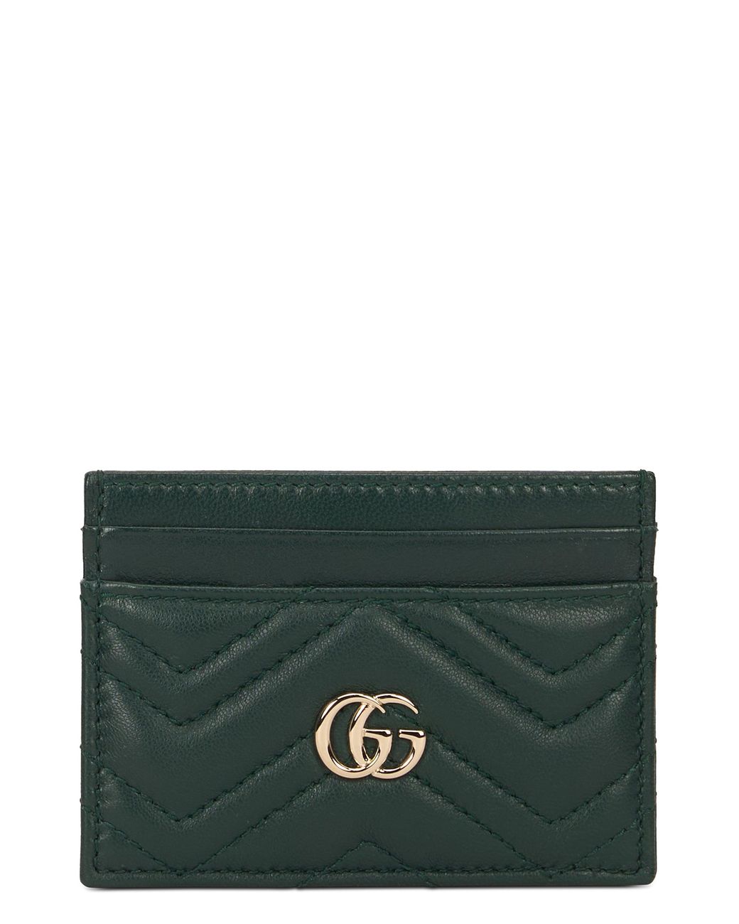 Gucci Green Leather Card Holder With Logo