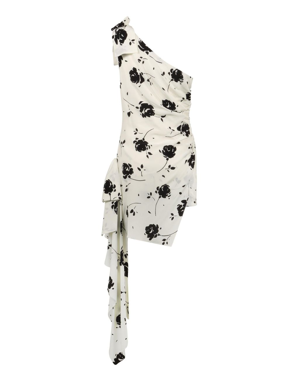 Alessandra Rich White One-Shoulder Floral Dress
