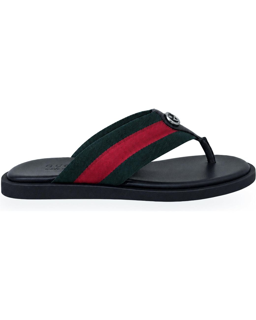 Gucci Black Flip-Flops With Metallic Logo for men