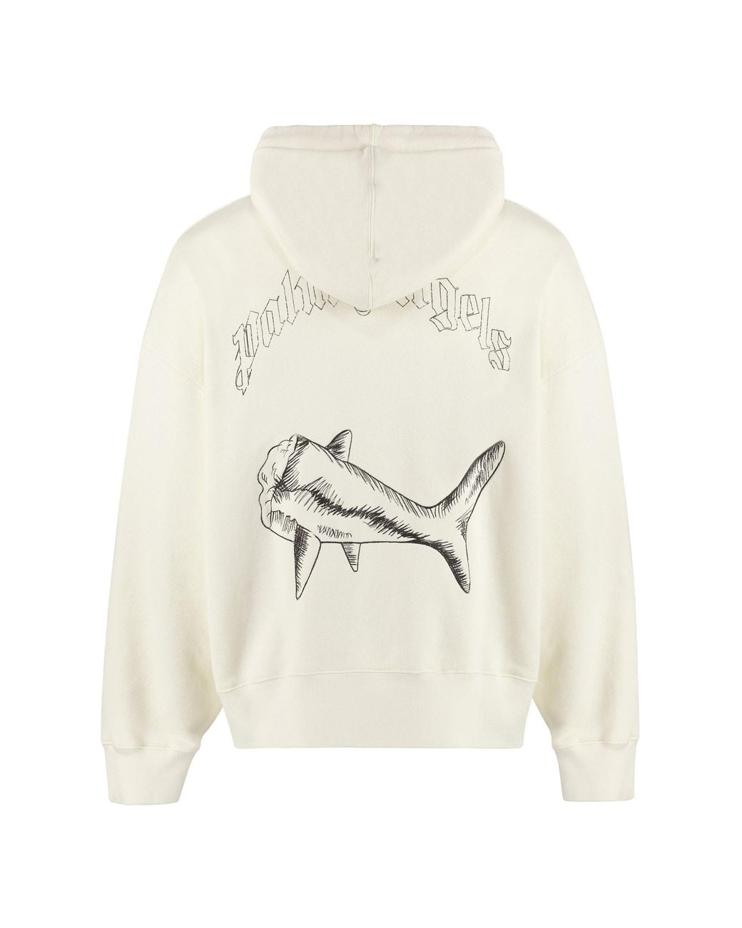 Palm Angels White Cotton Hoodie Main Cotton; Rib Jumpers for men