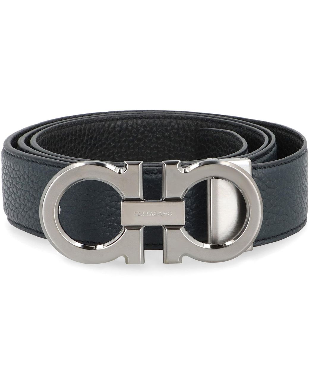 Ferragamo Black Gancini Reversible Leather Belt for men