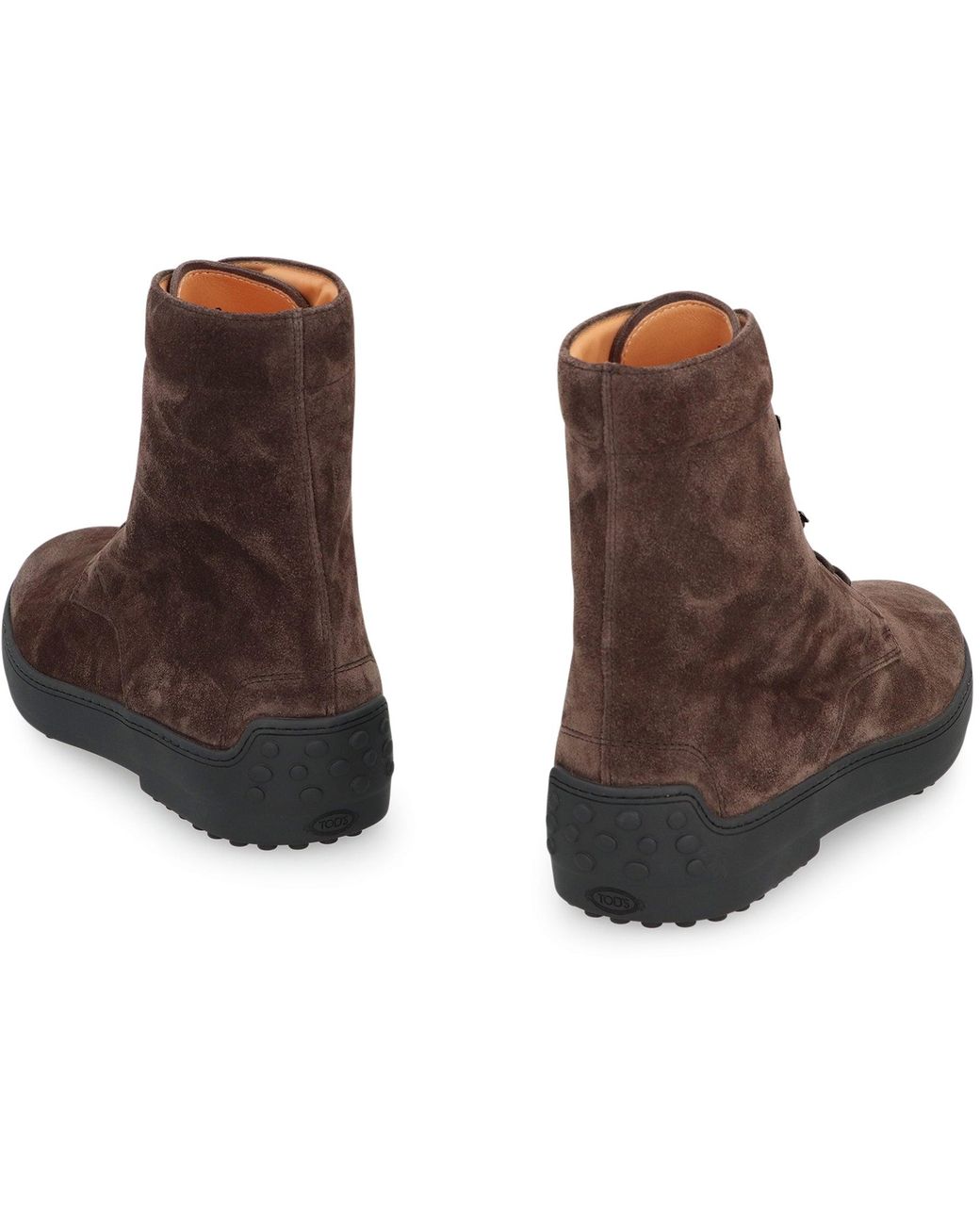 Tod's Brown Lace-Up Suede Ankle Boots